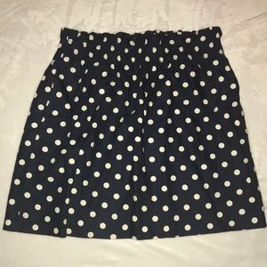 Navy blue and white polkadot skirt from J-Crew